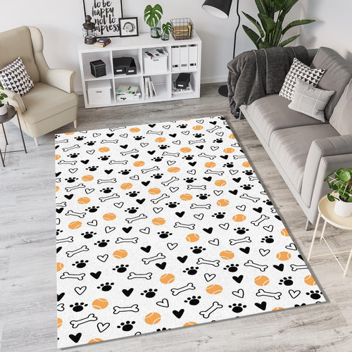 Minimalist Dog Paw Print Doodle Rug