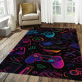 Neon Gaming Controller Pattern Rug Cyberpunk VR Headset Gamer