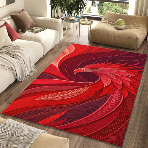 Majestic Phoenix Bird Geometric Rug