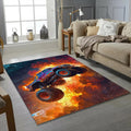 Extreme Monster Truck Fire Jump Rug