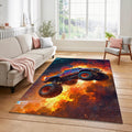 Extreme Monster Truck Fire Jump Rug