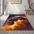 Extreme Monster Truck Fire Jump Rug