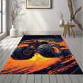 Fiery Orange Monster Truck Rug High Impact Graphic Big Tires Mat