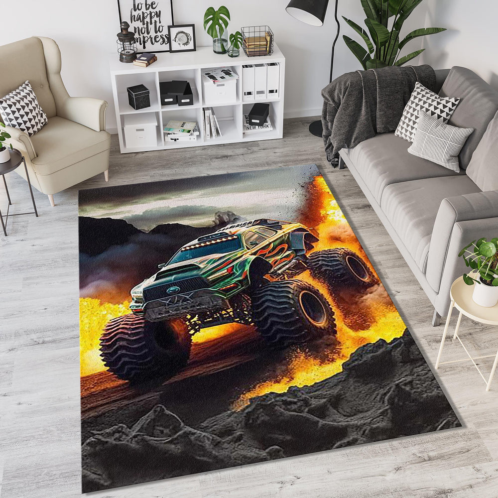 Realistic Monster Truck Off-Road Rug