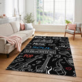 High Contrast Music Doodle Rug Black White Line Art Instruments