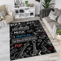 High Contrast Music Doodle Rug Black White Line Art Instruments