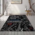 High Contrast Music Doodle Rug Black White Line Art Instruments