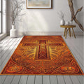 Ornate Celtic Cross Rug Medieval Knotwork & Spiritual Symbols Mat