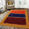 Abstract Color Block Painterly Rug Rothko Style Yellow Navy Red