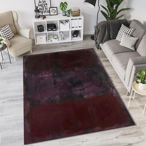 Rothko Style Dark Color Field Rug Abstract Burgundy Black