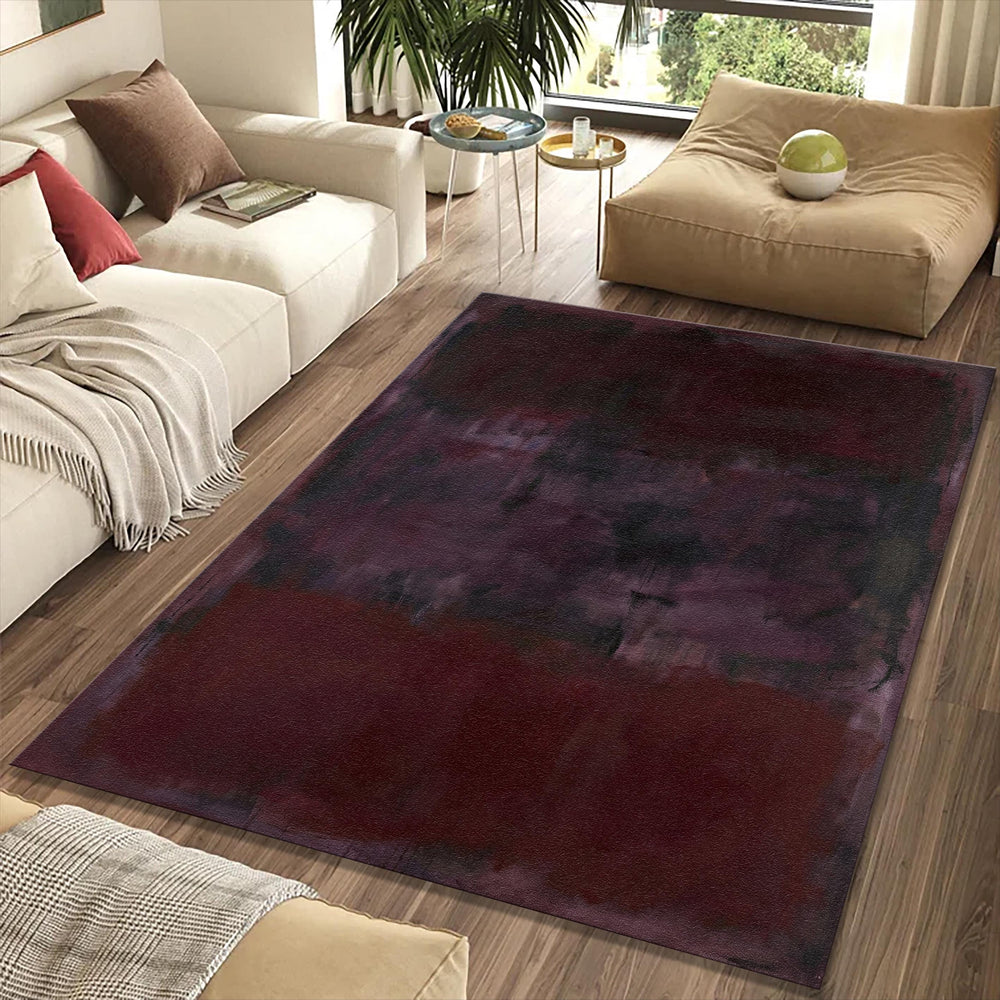 Rothko Style Dark Color Field Rug Abstract Burgundy Black