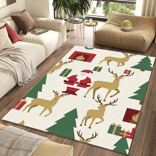 Minimalist Santa & Reindeer Christmas Rug