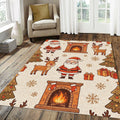 Cozy Cartoon Santa Reindeer Rug Hand-Drawn Fireplace Christmas