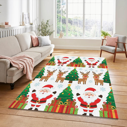 Cheerful Cartoon Santa Reindeer Rug