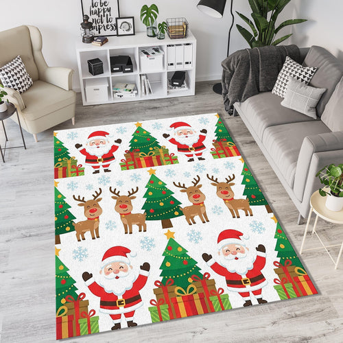 Cheerful Cartoon Santa Reindeer Rug