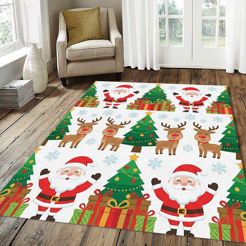 Cheerful Cartoon Santa Reindeer Rug