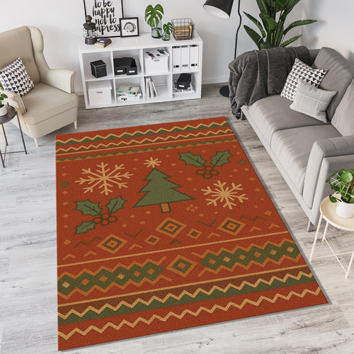 Cozy Christmas Sweater Rug Nordic Fair Isle Snowflake Holiday