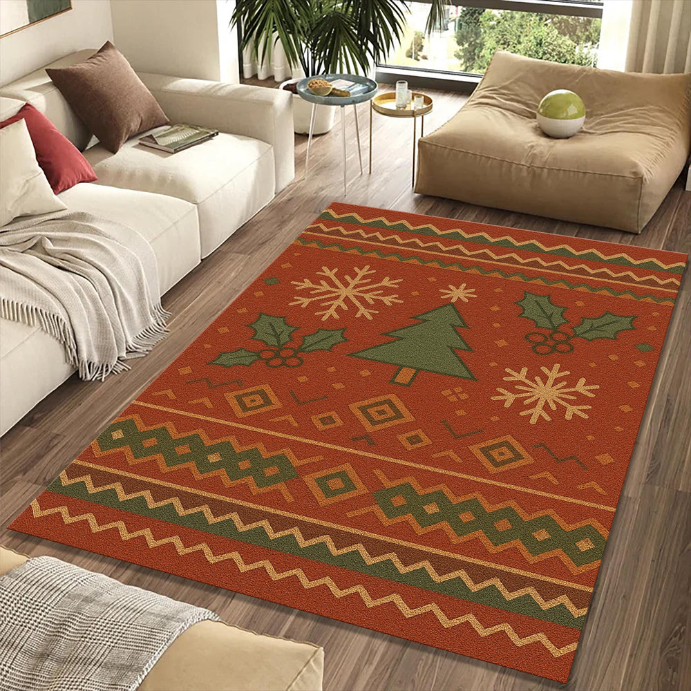 Cozy Christmas Sweater Rug Nordic Fair Isle Snowflake Holiday