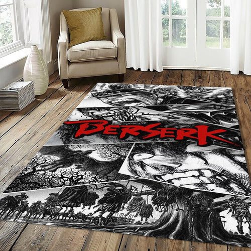 Berserk Manga Collage Rug Guts Berserker Armor Black White Mat