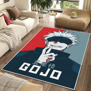 Gojo Pop Art Poster Rug JJK Hope Style Red Blue Fan Mat Manga