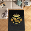 Real Madrid Crest Rug Luxury Man Cave Black & Gold Minimalist Mat