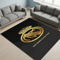 Real Madrid Crest Rug Luxury Man Cave Black & Gold Minimalist Mat