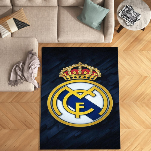 Real Madrid Crest Rug Luxury Man Cave Minimalist Mat Soccer Fan