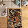 Japanese Tiger Ukiyo-e Rug Living Room Decor Non-Slip Washable