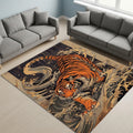 Japanese Tiger Ukiyo-e Rug Living Room Decor Non-Slip Washable