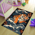 Japanese Tiger Waves Rug Living Room Decor Non-Slip Washable Mat