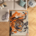Japanese Tiger Ukiyo-e Rug Living Room Decor Non-Slip Washable