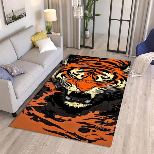 Roaring Tiger Face Rug Man Cave Gaming Room Decor Non-Slip