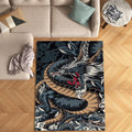 Japanese Dragon Tattoo Rug Man Cave Gaming Room Decor Non-Slip