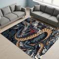 Japanese Dragon Tattoo Rug Man Cave Gaming Room Decor Non-Slip