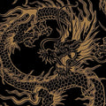 Golden Asian Dragon Rug Man Cave Office Decor Non-Slip Washable