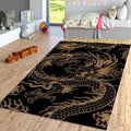 Golden Asian Dragon Rug Man Cave Office Decor Non-Slip Washable