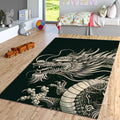 Japanese Dragon Print Rug Man Cave Living Room Decor Machine