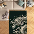 Japanese Dragon Print Rug Man Cave Living Room Decor Machine