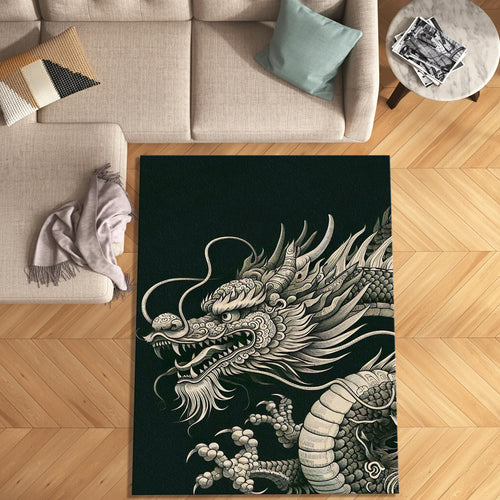 Japanese Dragon Print Rug Man Cave Living Room Decor Machine