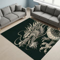 Japanese Dragon Print Rug Man Cave Living Room Decor Machine