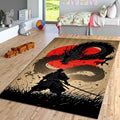 Samurai vs Dragon Rug Man Cave Gaming Room Decor Machine Washable