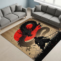 Samurai vs Dragon Rug Man Cave Gaming Room Decor Machine Washable