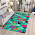 Teal Memphis Style Geometric Rug Teen Bedroom Gaming Room Decor