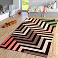 Modern Geometric Chevron Rug Earthy Sage Green Terracotta Living