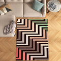 Modern Geometric Chevron Rug Earthy Sage Green Terracotta Living