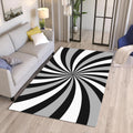 Hypnotic Spiral Op Art Rug Modern Living Room Decor Non-Slip