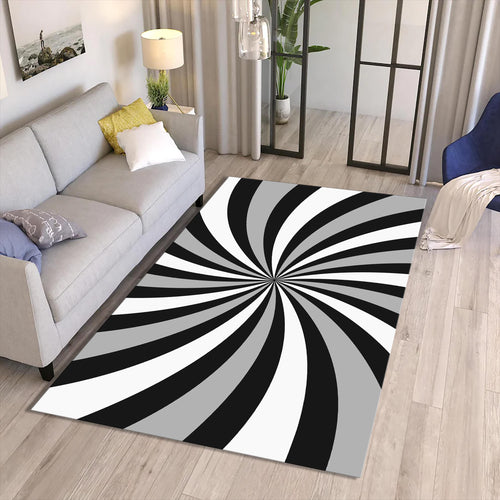 Hypnotic Spiral Op Art Rug Modern Living Room Decor Non-Slip