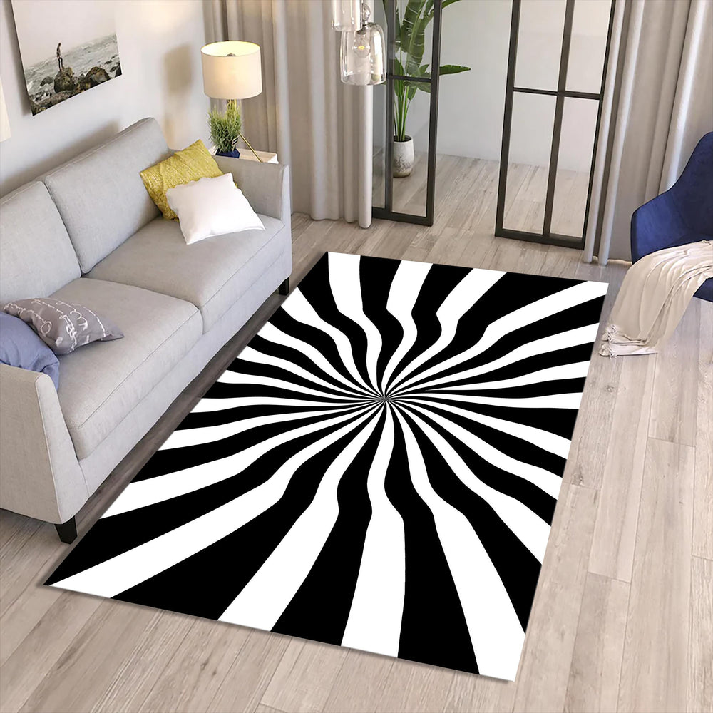 Hypnotic Optical Illusion Rug Modern Living Room Decor Non-Slip