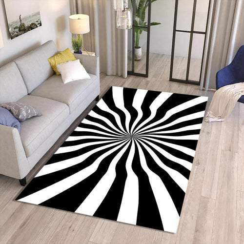 Hypnotic Optical Illusion Rug Modern Living Room Decor Non-Slip