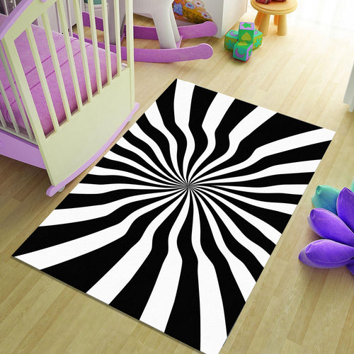 Hypnotic Optical Illusion Rug Modern Living Room Decor Non-Slip